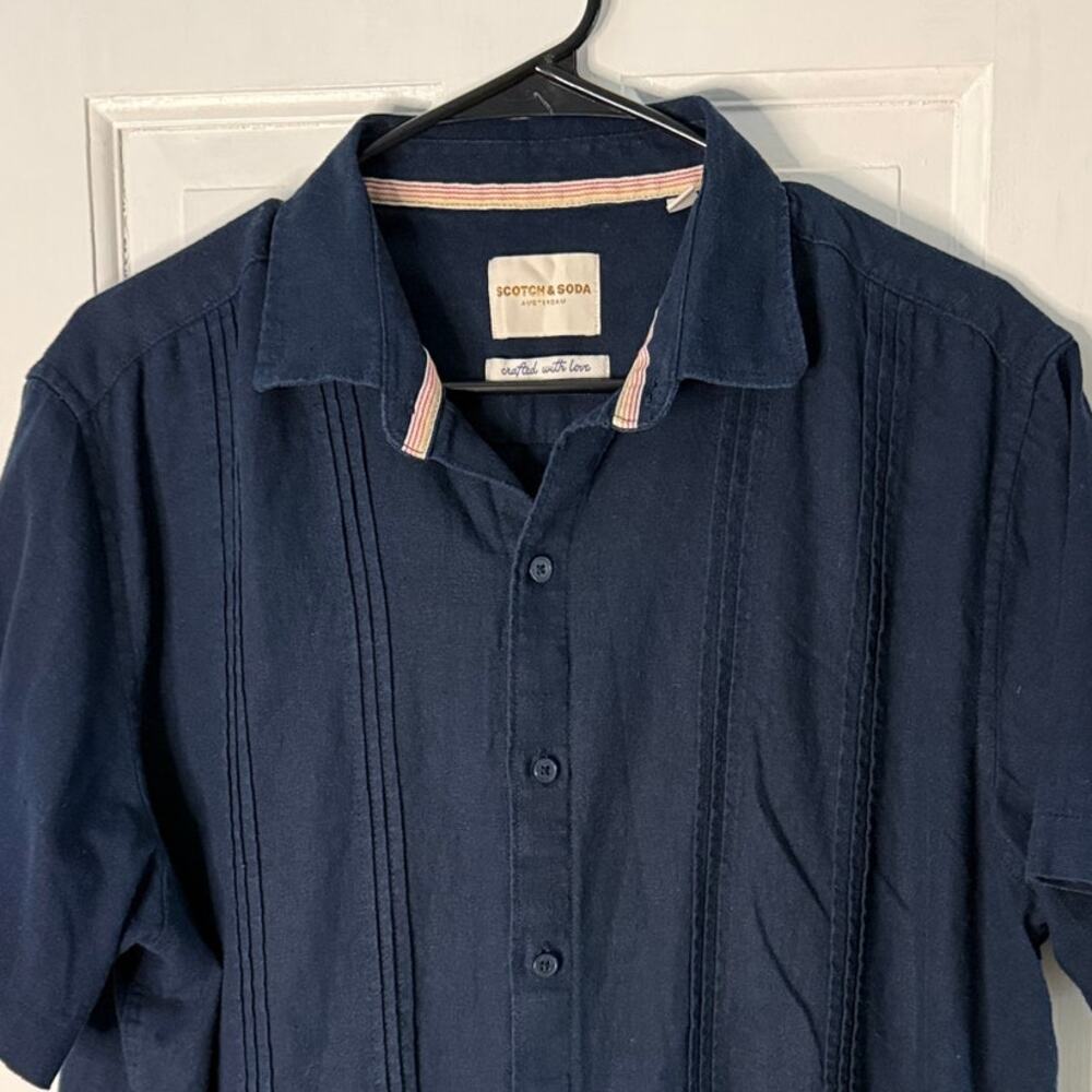 Scotch & Soda Men's Button Down Navy Blue Size Large Excellent Condition
